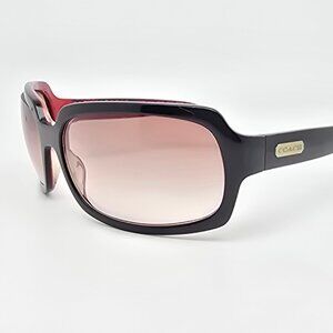 Coach Mia S433 Black on Cherry Red Frame Light Red Gradient Lens Sunglasses 63mm